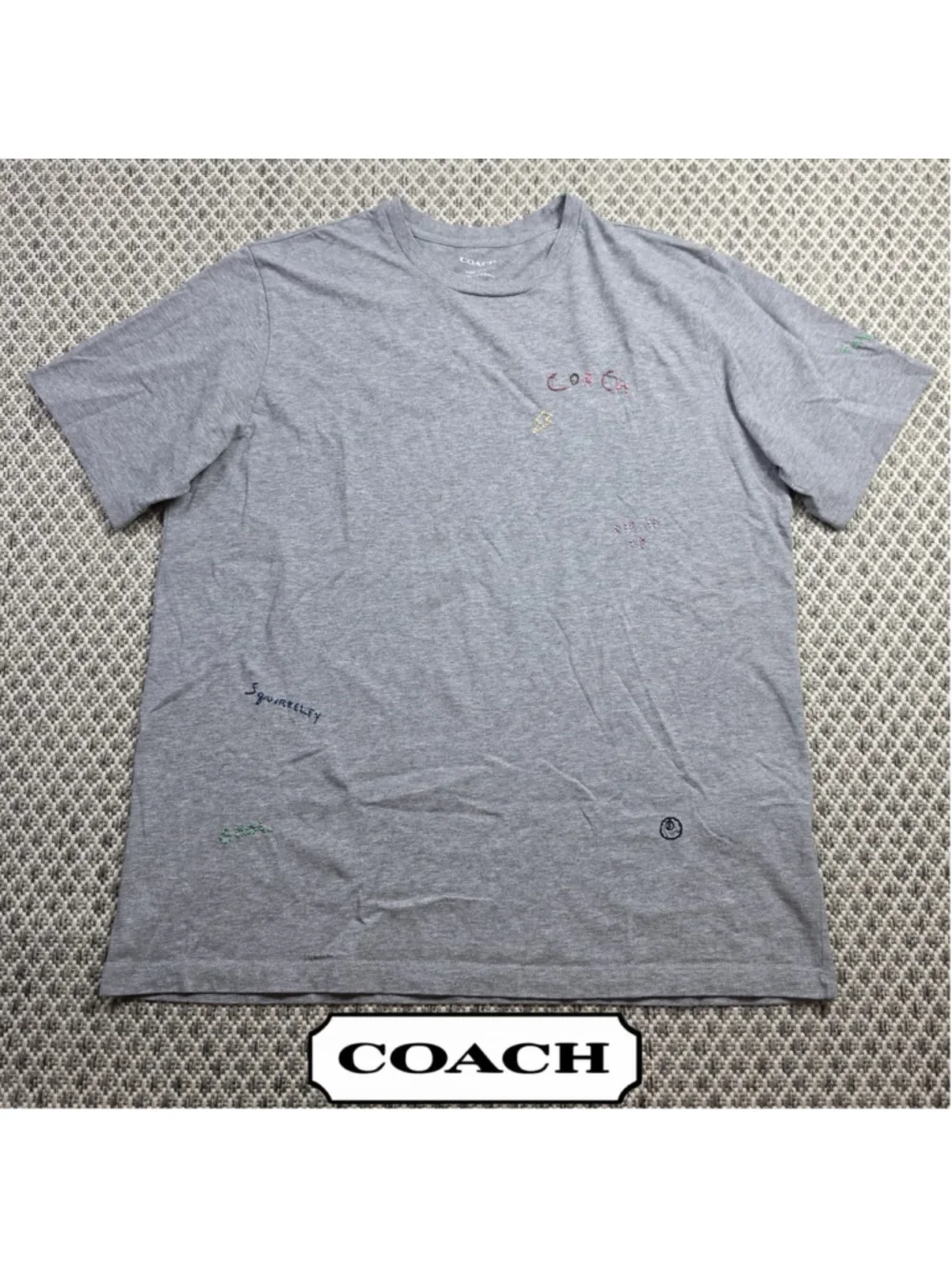 Coach Diary Script Embroidered Graphic T-Shirt Gray Women’s XL